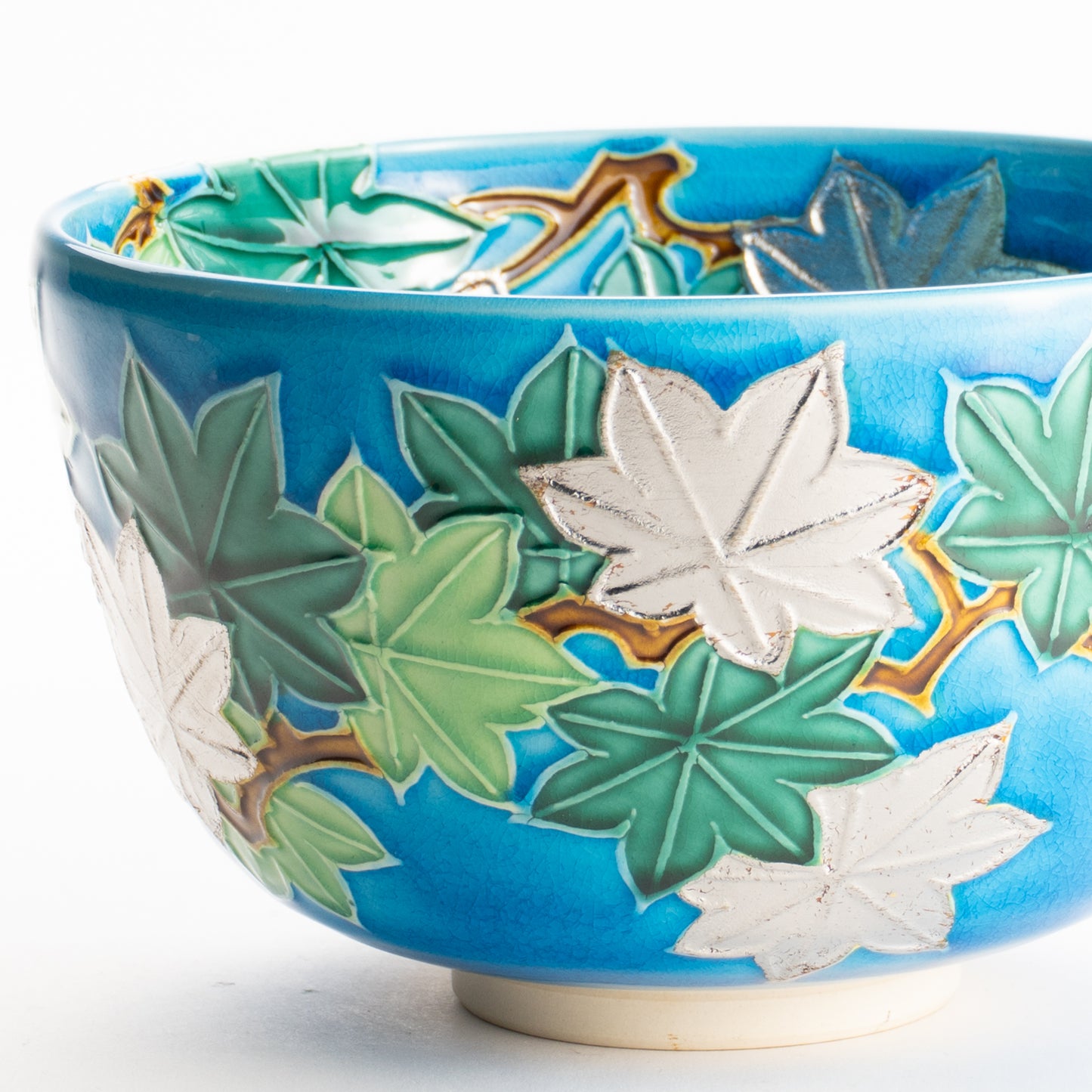 抹茶碗　浅黄交趾 青楓　一如 KOTOPOTTER