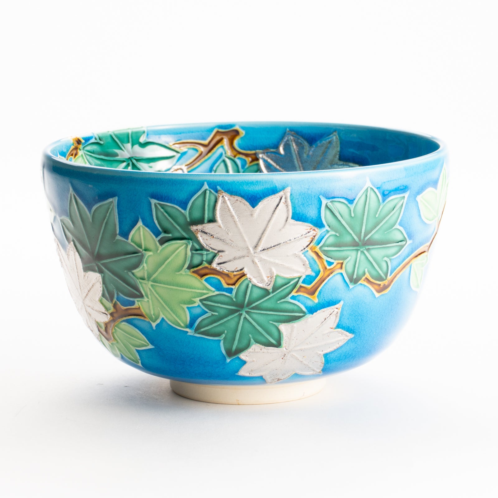 抹茶碗　浅黄交趾 青楓　一如 KOTOPOTTER