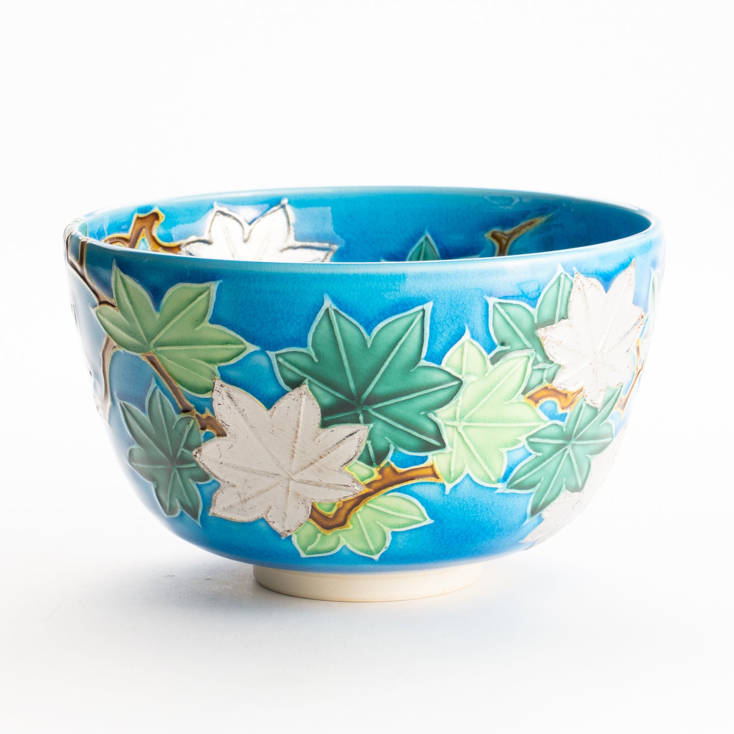 抹茶碗　浅黄交趾 青楓　一如 KOTOPOTTER