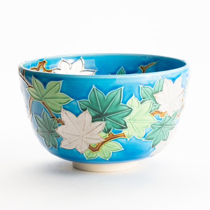 抹茶碗　浅黄交趾 青楓　一如 KOTOPOTTER