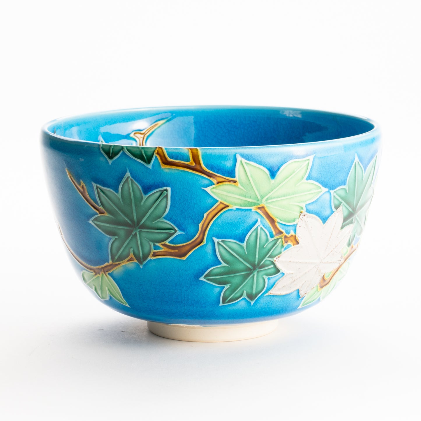 抹茶碗　浅黄交趾 青楓　一如 KOTOPOTTER