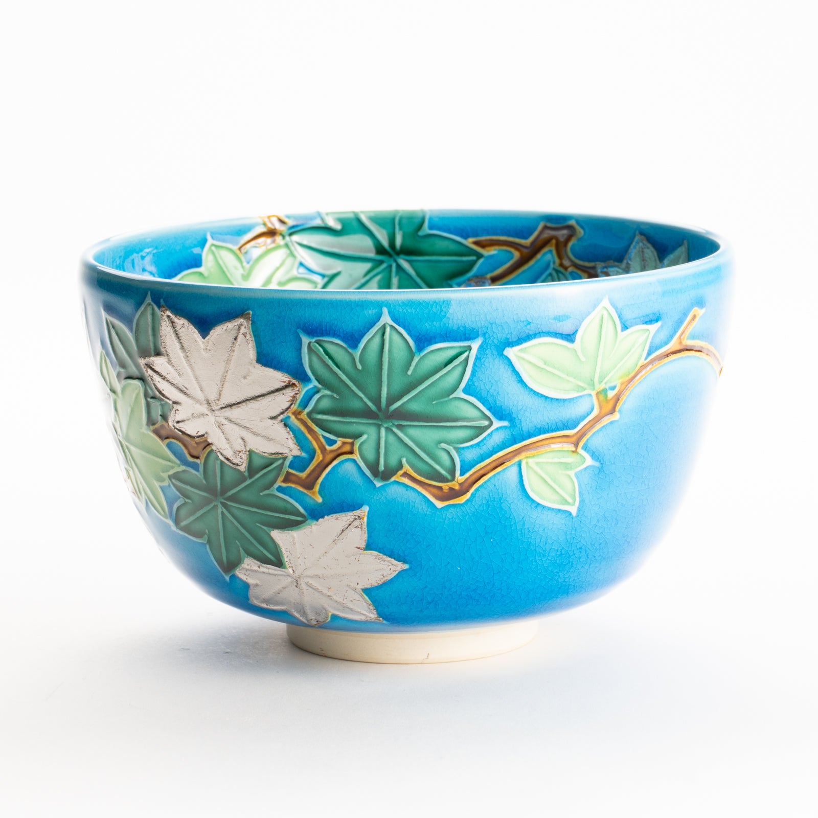 抹茶碗　浅黄交趾 青楓　一如 KOTOPOTTER