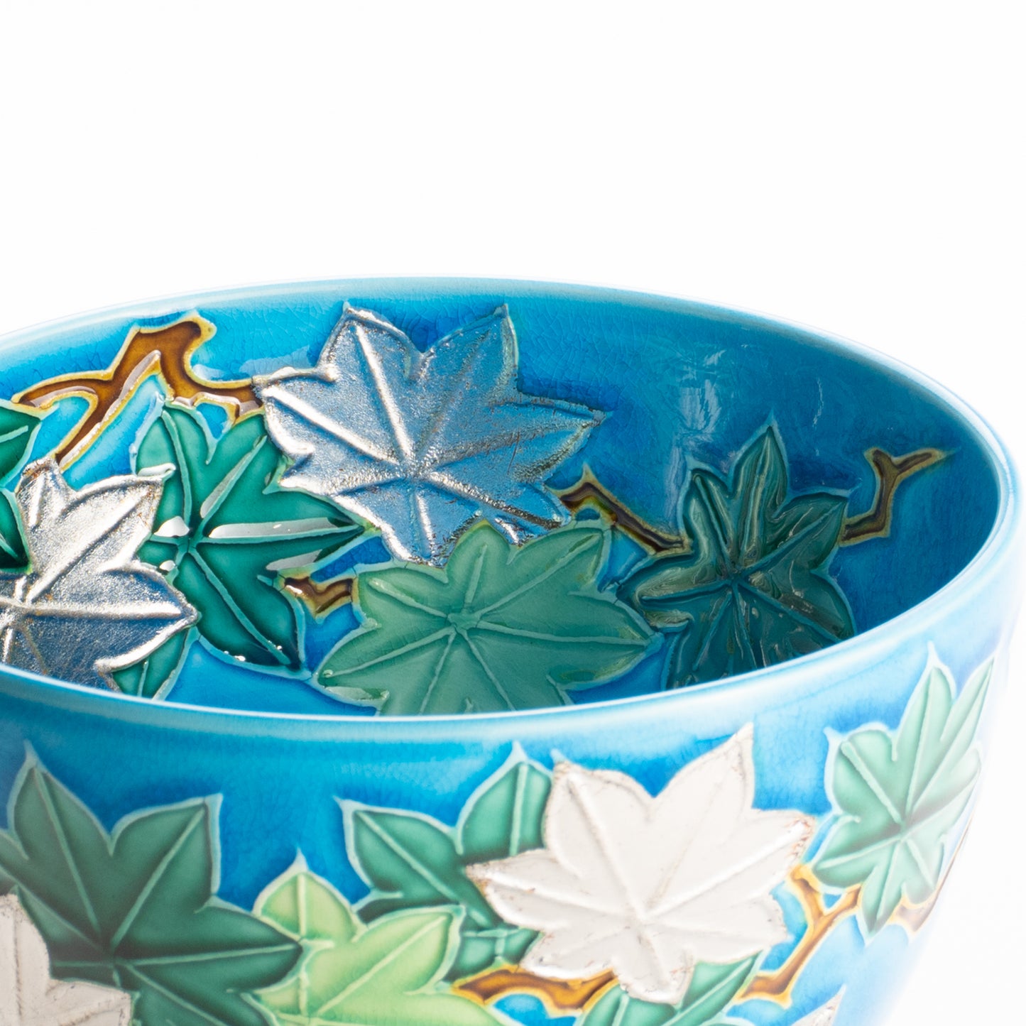 抹茶碗　浅黄交趾 青楓　一如 KOTOPOTTER