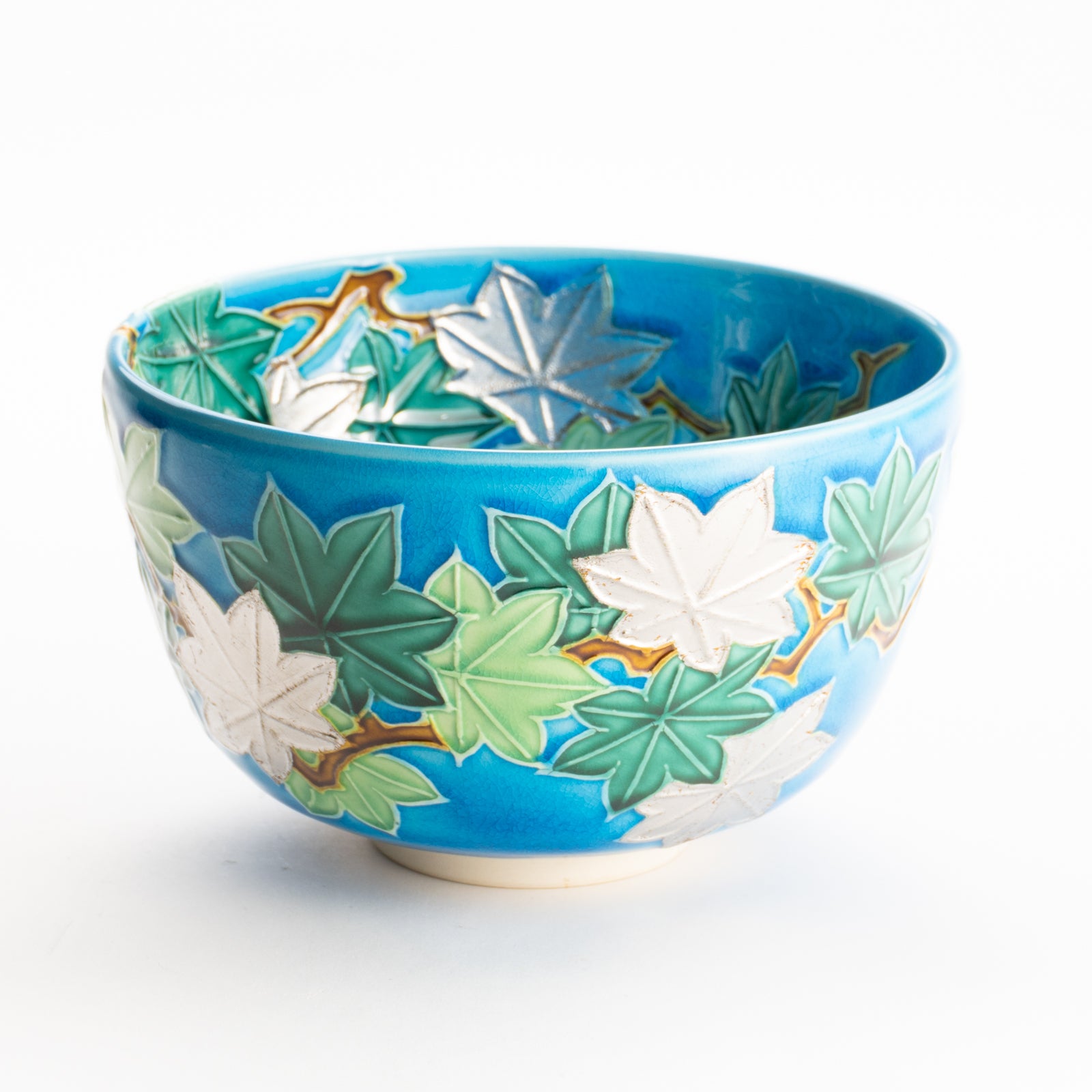 抹茶碗　浅黄交趾 青楓　一如 KOTOPOTTER