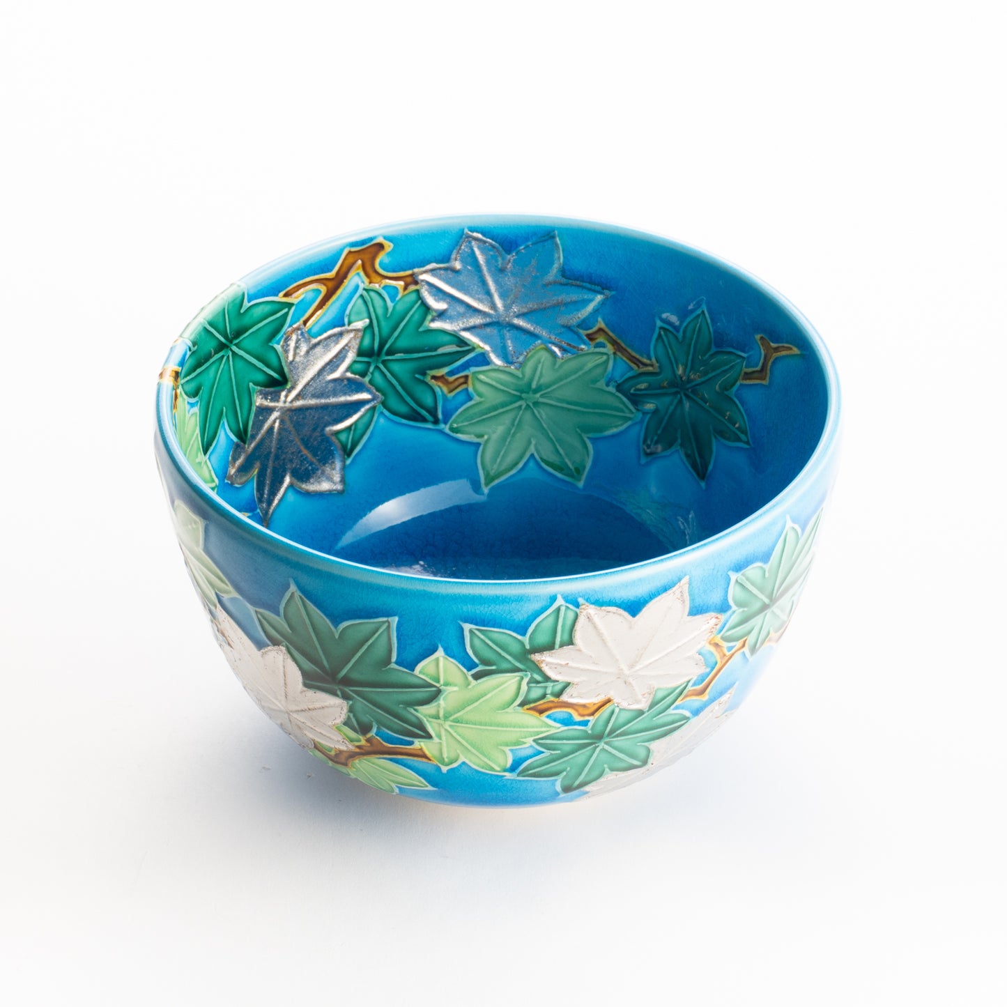 抹茶碗　浅黄交趾 青楓　一如 KOTOPOTTER