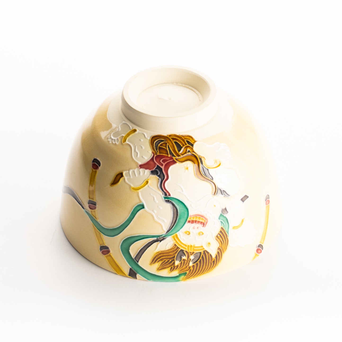 抹茶碗　風神雷神　一如 KOTOPOTTER