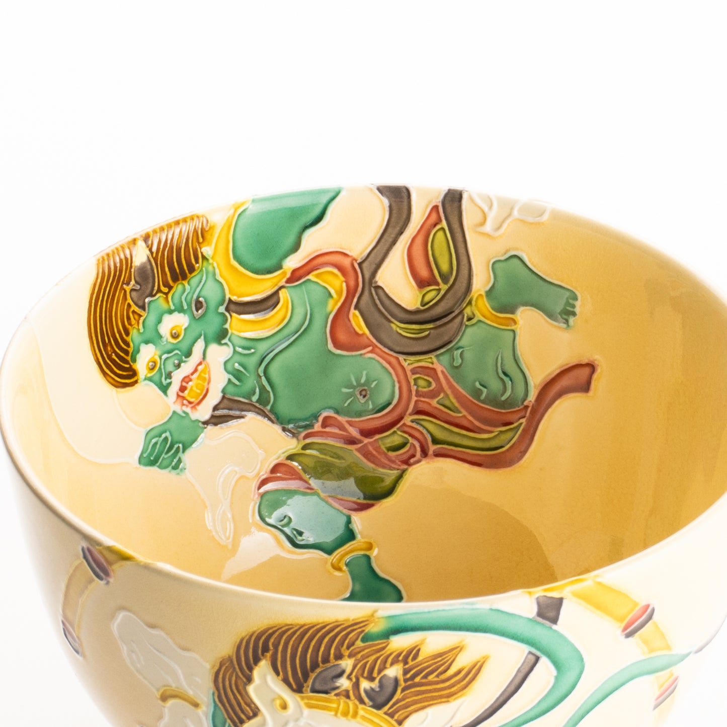 抹茶碗　風神雷神　一如 KOTOPOTTER