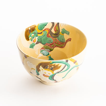 抹茶碗　風神雷神　一如 KOTOPOTTER