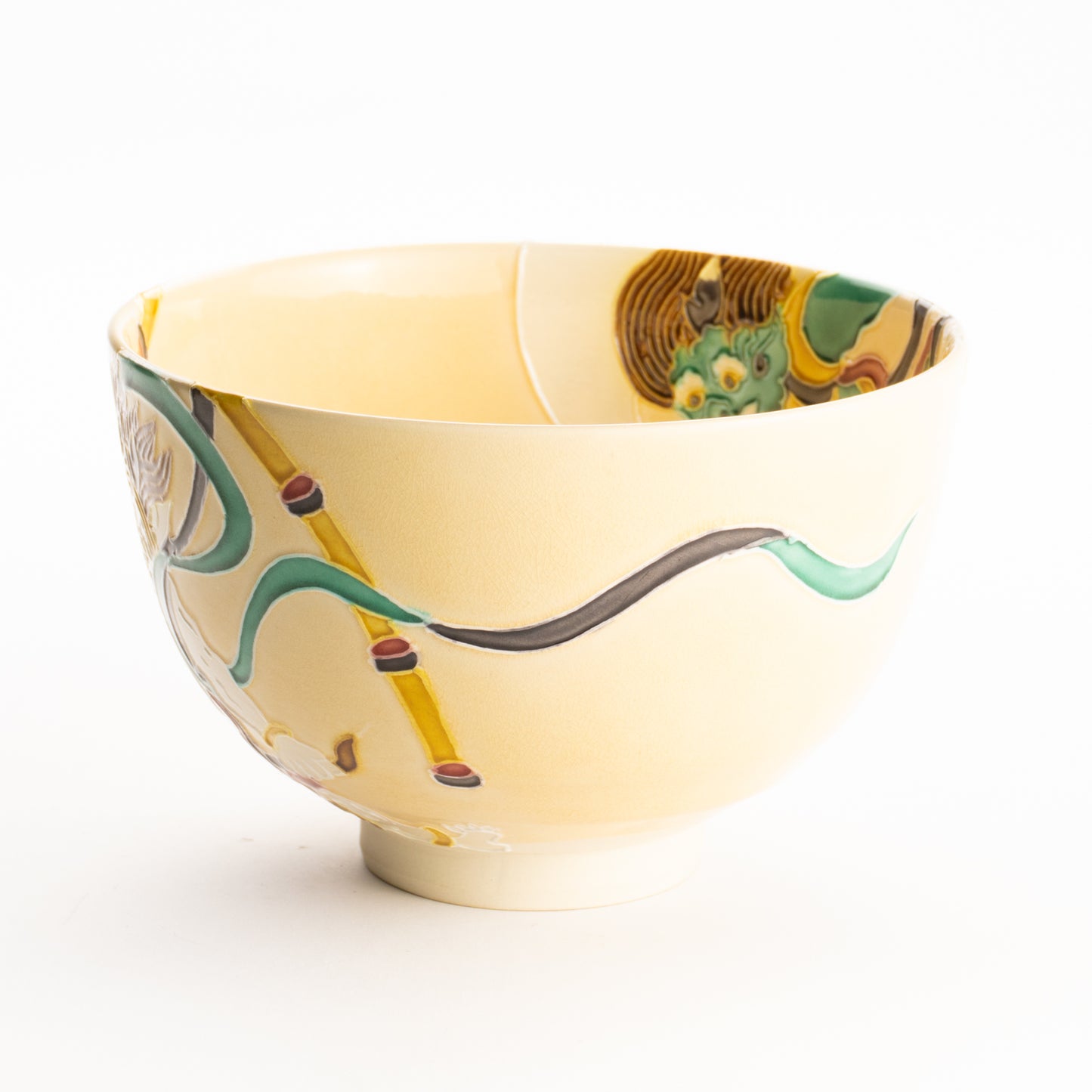 抹茶碗　風神雷神　一如 KOTOPOTTER