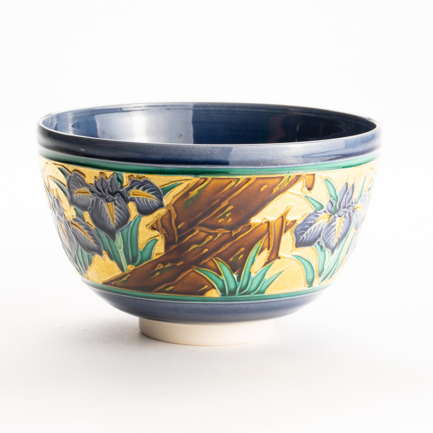 抹茶碗　紺紫交趾”八つ橋”　一如 KOTOPOTTER