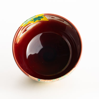 抹茶碗　四季草花扇面　一如 KOTOPOTTER