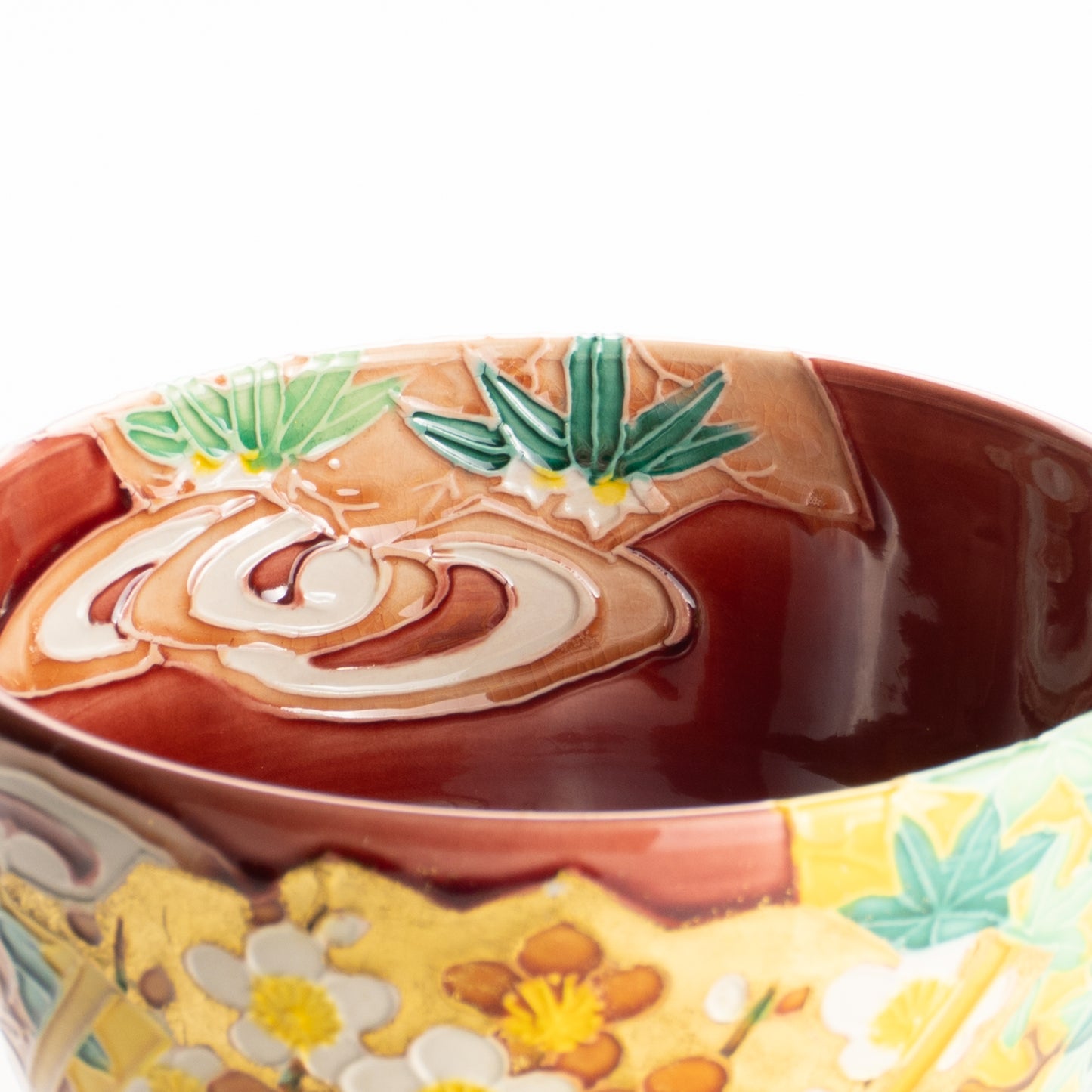 抹茶碗　四季草花扇面　一如 KOTOPOTTER