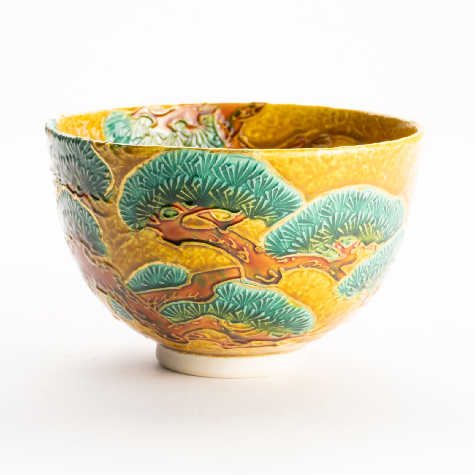 抹茶碗　古代黄 ”老松”　一如 KOTOPOTTER