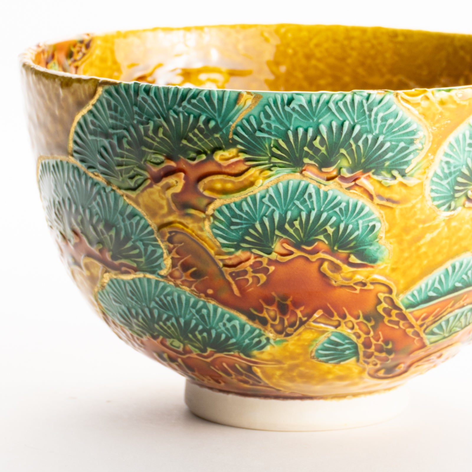 抹茶碗　古代黄 ”老松”　一如 KOTOPOTTER