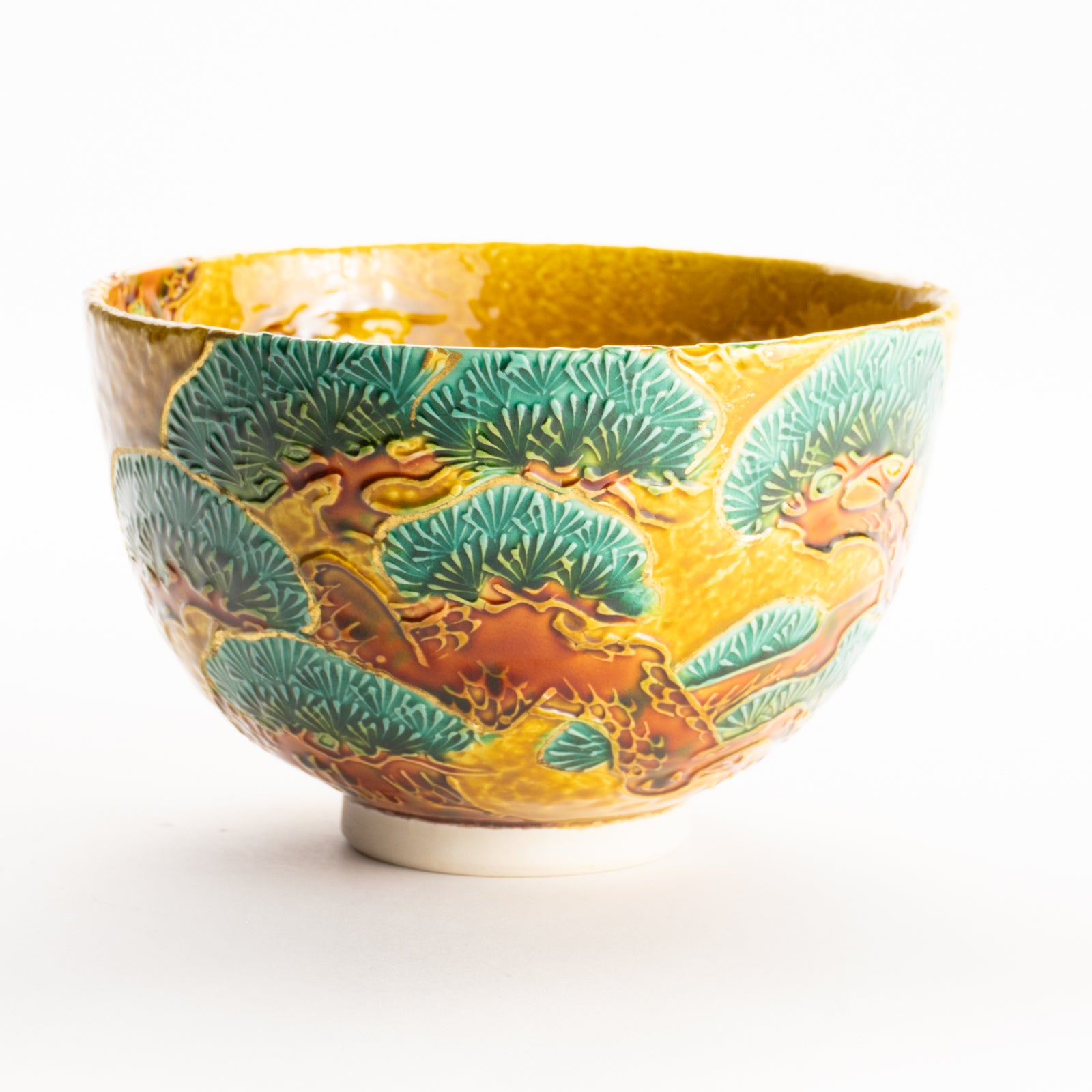 抹茶碗　古代黄 ”老松”　一如 KOTOPOTTER