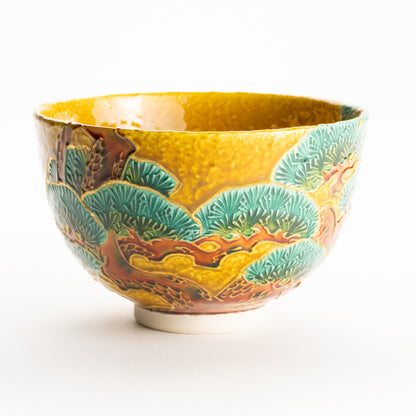 抹茶碗　古代黄 ”老松”　一如 KOTOPOTTER