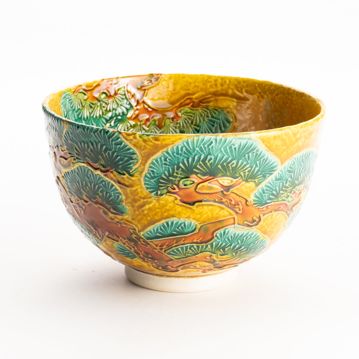 抹茶碗　古代黄 ”老松”　一如 KOTOPOTTER