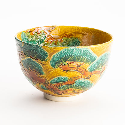 抹茶碗　古代黄 ”老松”　一如 KOTOPOTTER