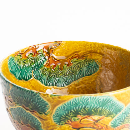 抹茶碗　古代黄 ”老松”　一如 KOTOPOTTER
