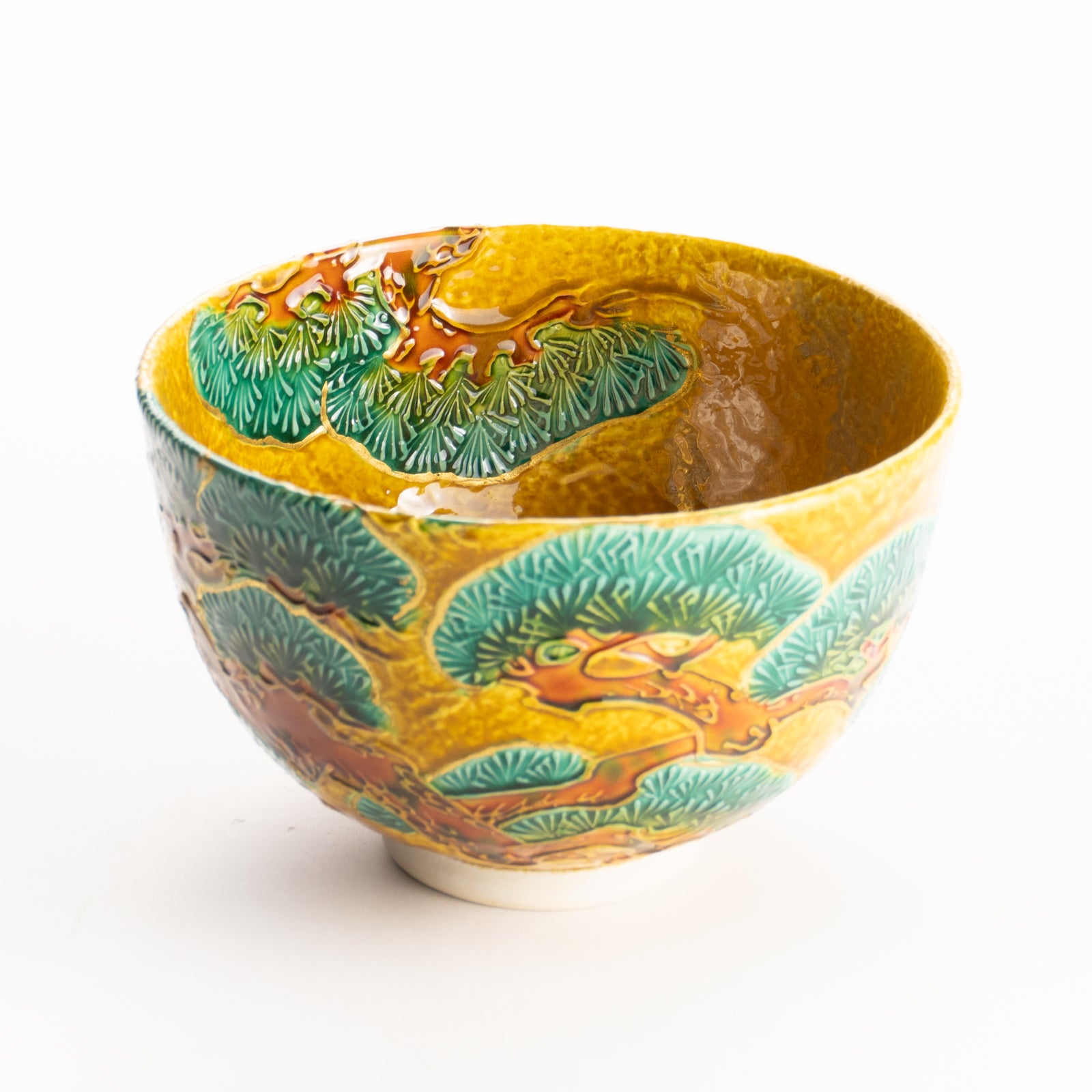 抹茶碗　古代黄 ”老松”　一如 KOTOPOTTER