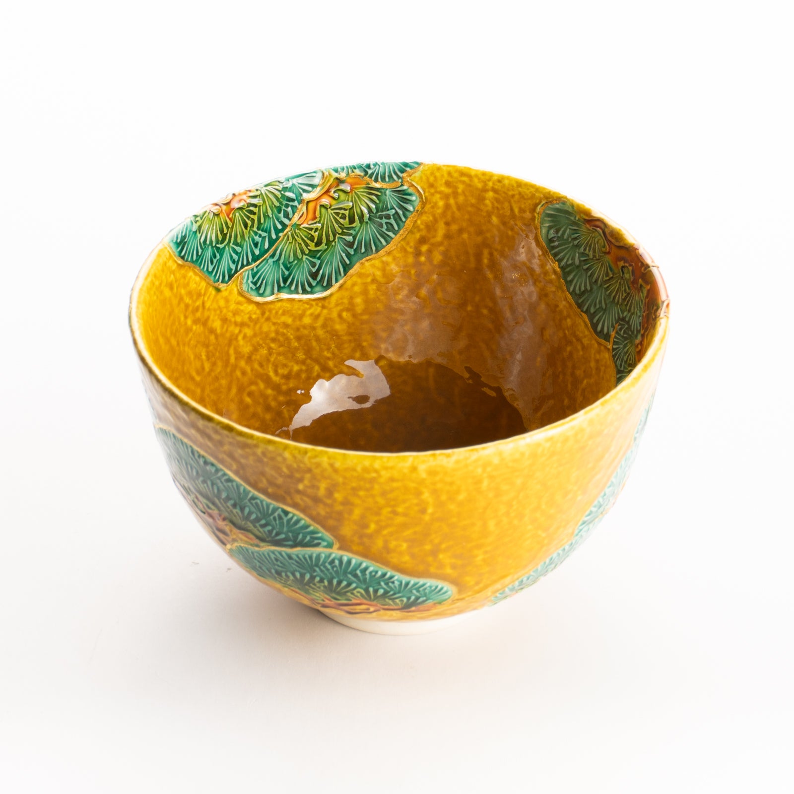 抹茶碗　古代黄 ”老松”　一如 KOTOPOTTER