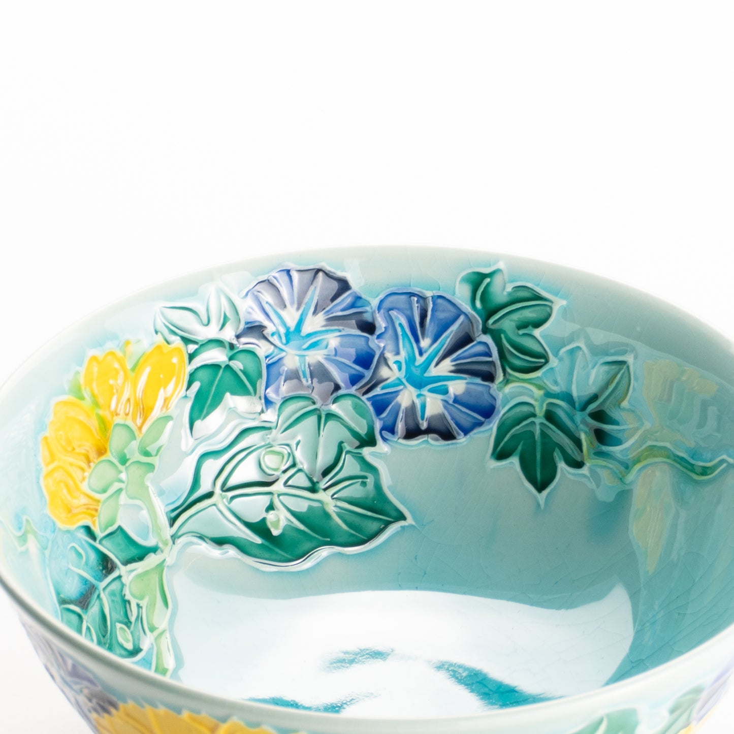 平抹茶碗　浅黄交趾"朝顔　一如 KOTOPOTTER