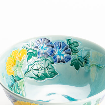 平抹茶碗　浅黄交趾"朝顔　一如 KOTOPOTTER