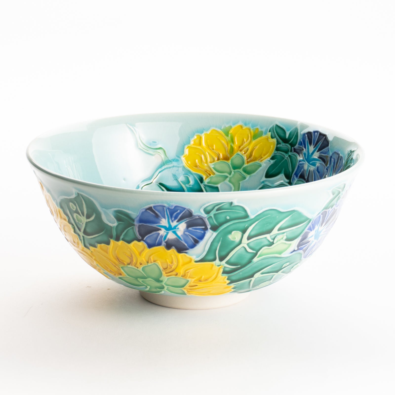 平抹茶碗　浅黄交趾"朝顔　一如 KOTOPOTTER