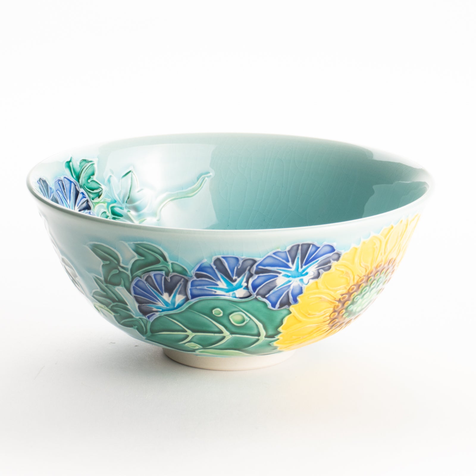 平抹茶碗　浅黄交趾"朝顔　一如 KOTOPOTTER