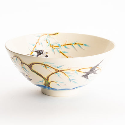 平抹茶碗　白鳳交趾"柳にツバメ"　一如 KOTOPOTTER
