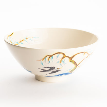 平抹茶碗　白鳳交趾"柳にツバメ"　一如 KOTOPOTTER