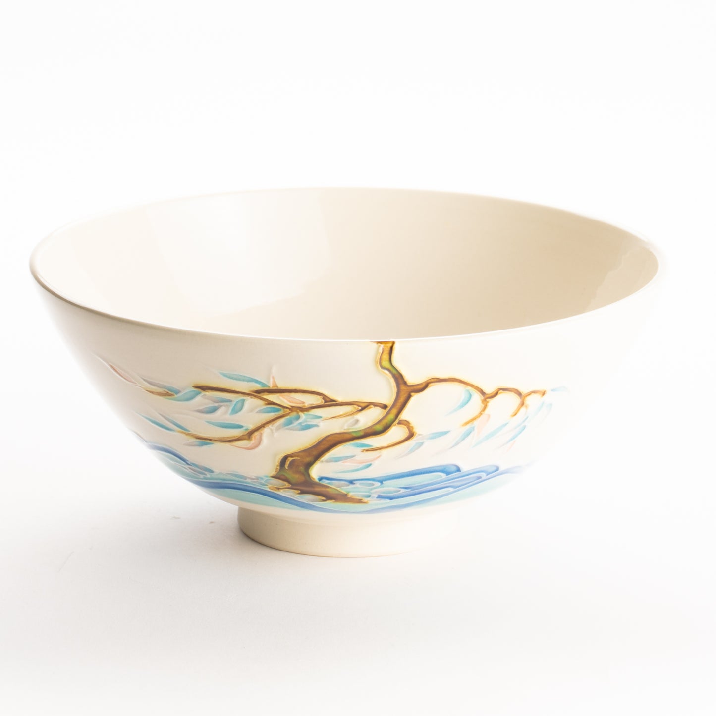 平抹茶碗　白鳳交趾"柳にツバメ"　一如 KOTOPOTTER