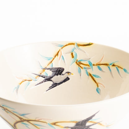 平抹茶碗　白鳳交趾"柳にツバメ"　一如 KOTOPOTTER