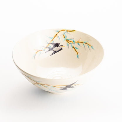 平抹茶碗　白鳳交趾"柳にツバメ"　一如 KOTOPOTTER