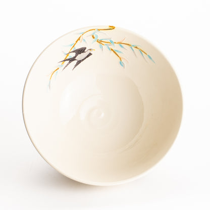 平抹茶碗　白鳳交趾"柳にツバメ"　一如 KOTOPOTTER