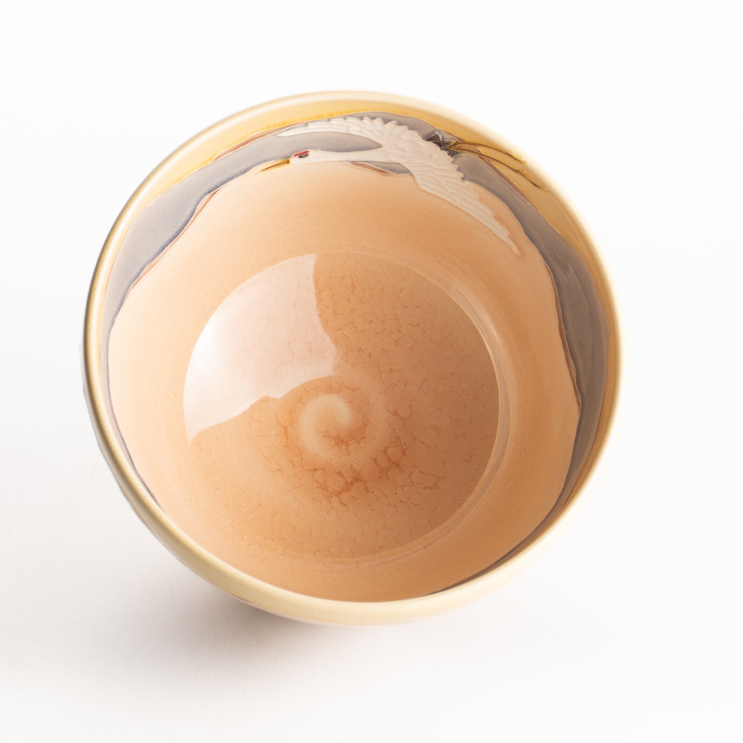 抹茶碗　朝焼けに鶴　一如 KOTOPOTTER