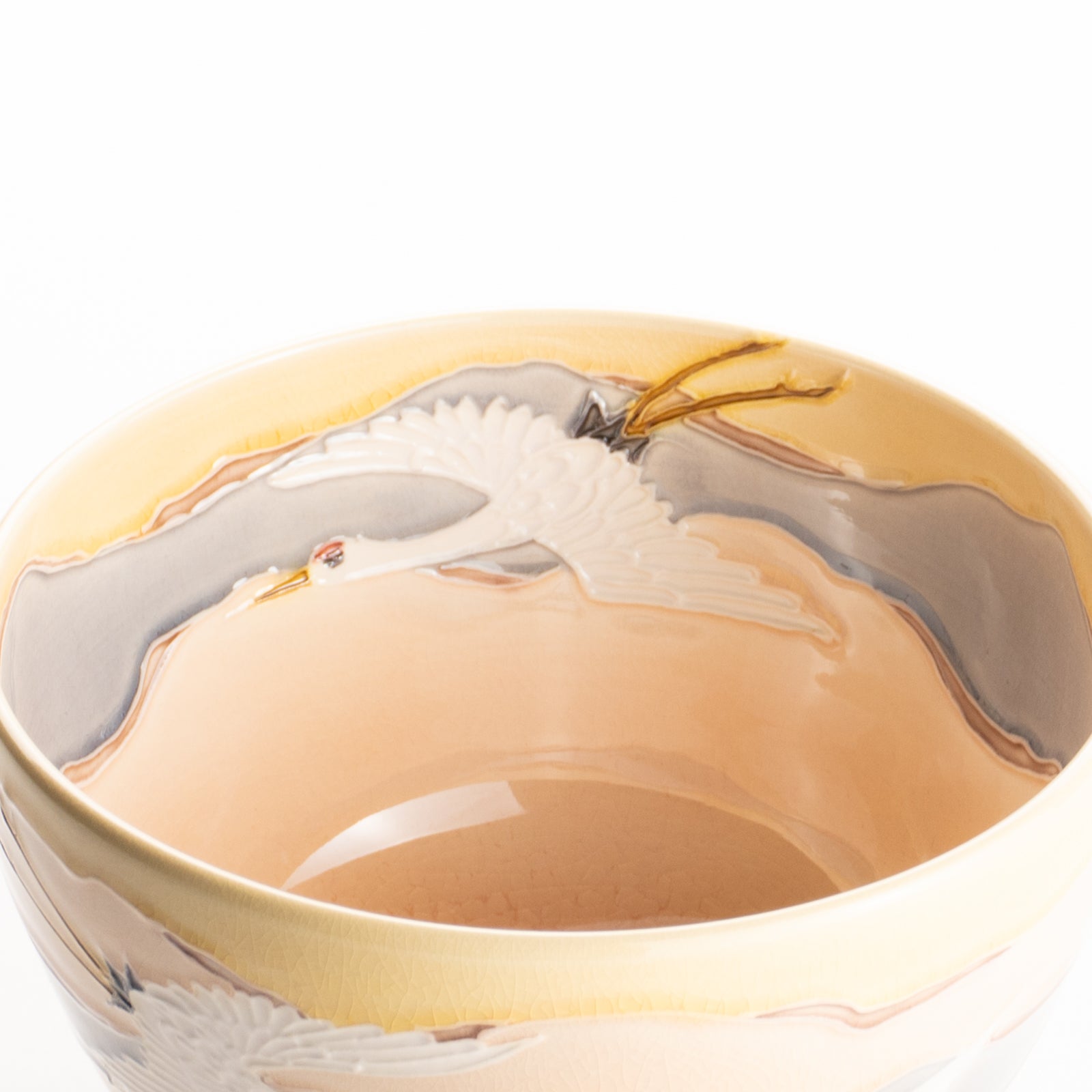 京都 清水焼】抹茶碗 朝焼けに鶴 一如｜コトポッター