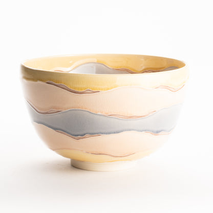 抹茶碗　朝焼けに鶴　一如 KOTOPOTTER