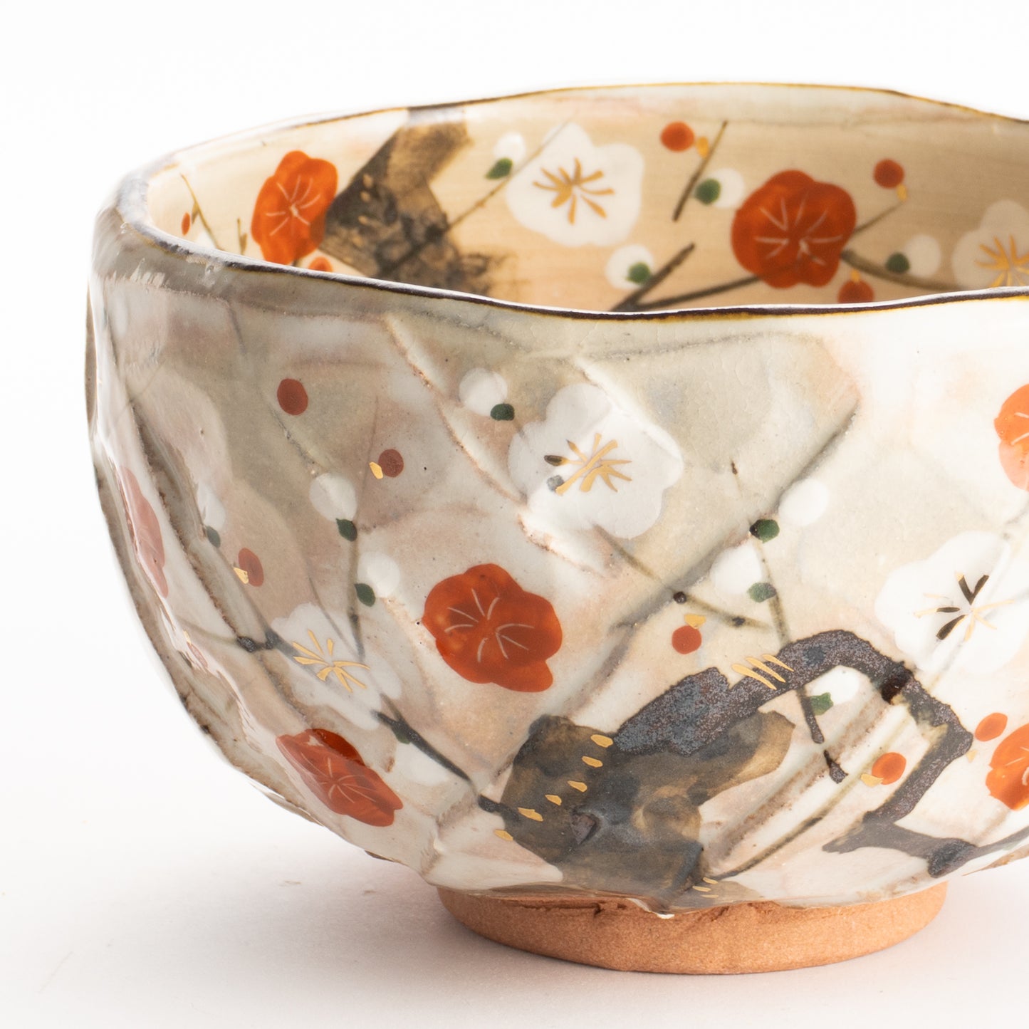 抹茶碗　紅白梅之図　俊山窯 KOTOPOTTER