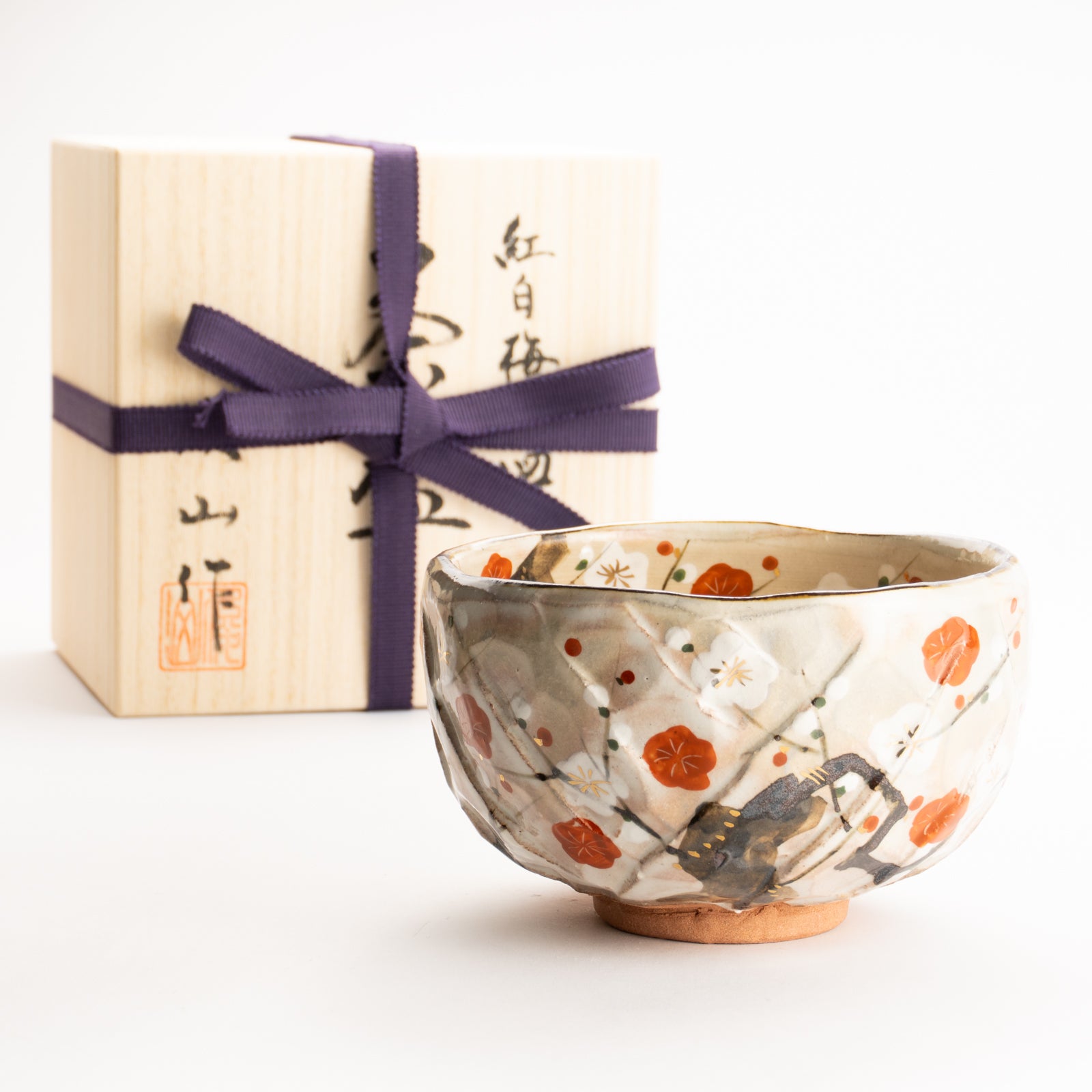 抹茶碗　紅白梅之図　俊山窯 KOTOPOTTER