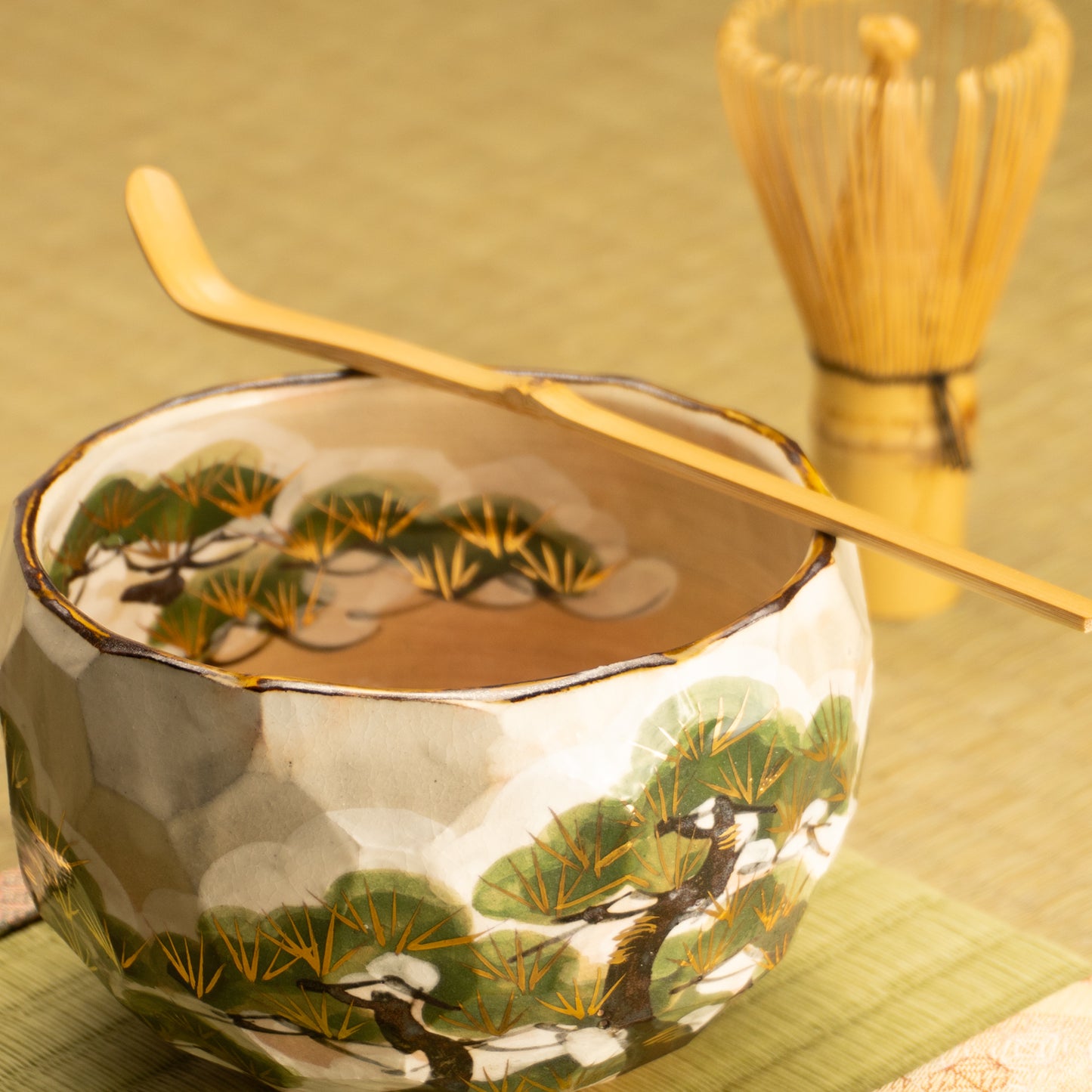 抹茶碗　雪松之図　俊山窯 KOTOPOTTER