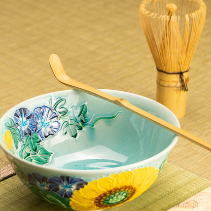 平抹茶碗　浅黄交趾"朝顔　一如 KOTOPOTTER