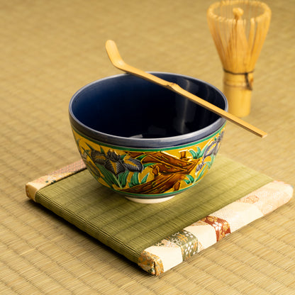 抹茶碗　紺紫交趾”八つ橋”　一如 KOTOPOTTER