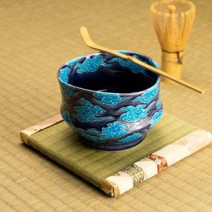 抹茶碗　紺青交趾"瑞雲”　一如 KOTOPOTTER