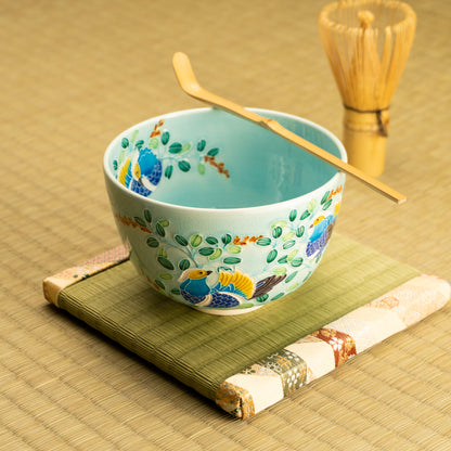 抹茶碗　淡浅黄"オシドリと萩"　一如 KOTOPOTTER