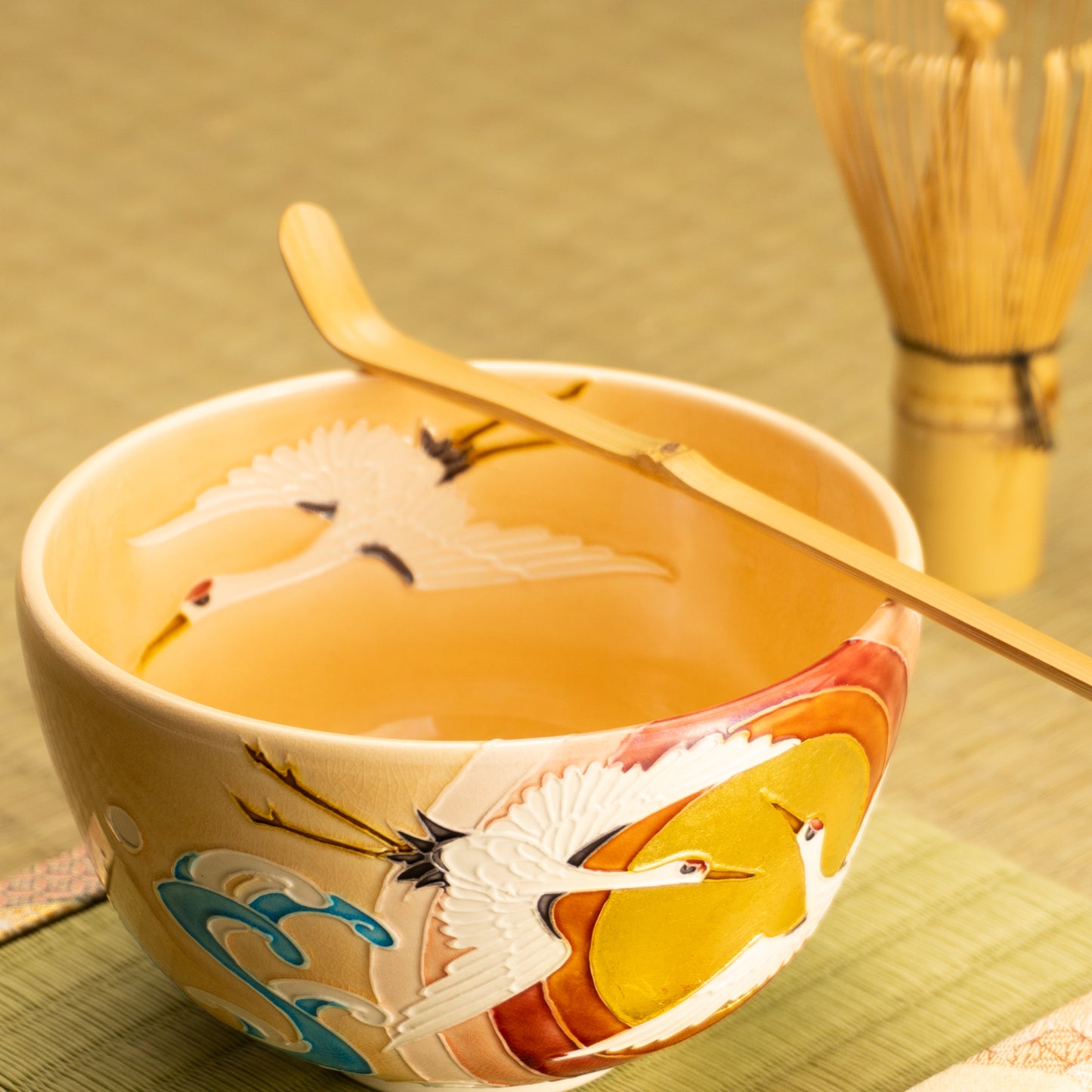 抹茶碗　交趾金彩 "旭"　一如 KOTOPOTTER