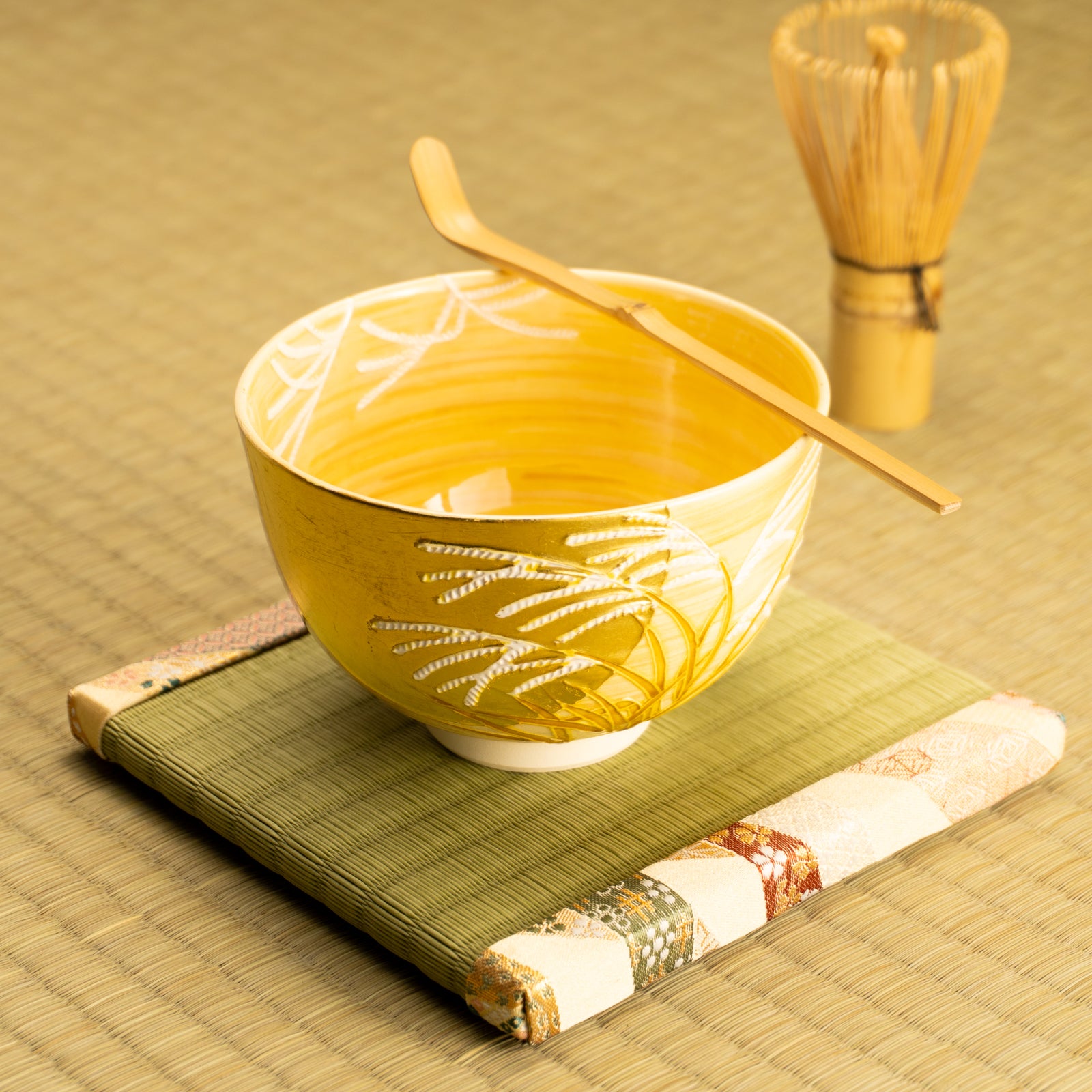 京都清水烧抹茶碗芒草与金彩月｜一如｜KOTOPOTTER
