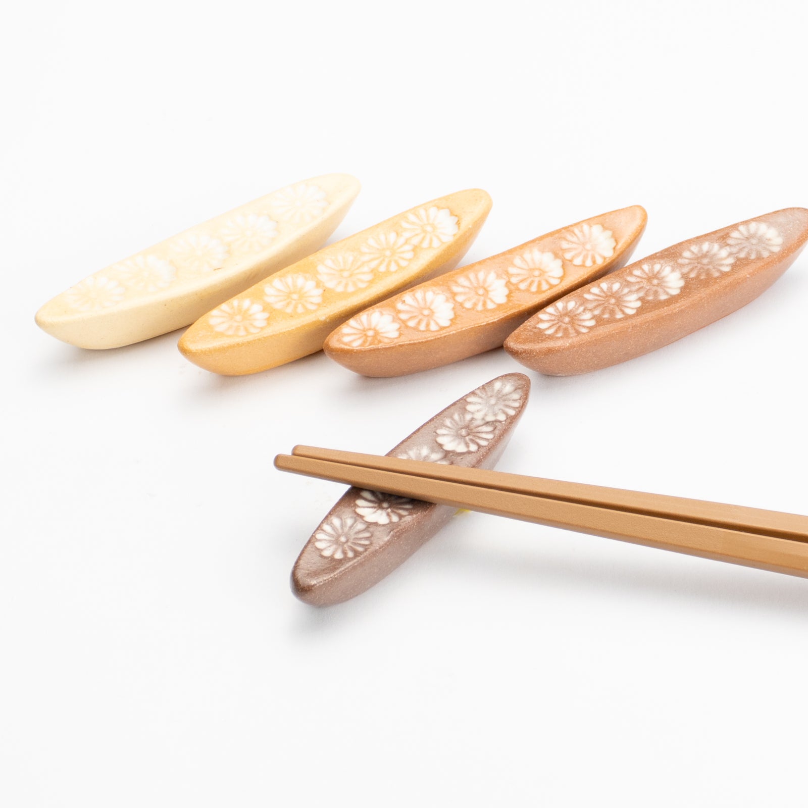 【清水焼】箸置き　舟形 五色三島（5客組） KOTOPOTTER