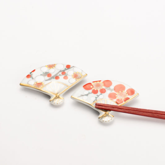 【清水焼】箸置き　扇型 梅 KOTOPOTTER