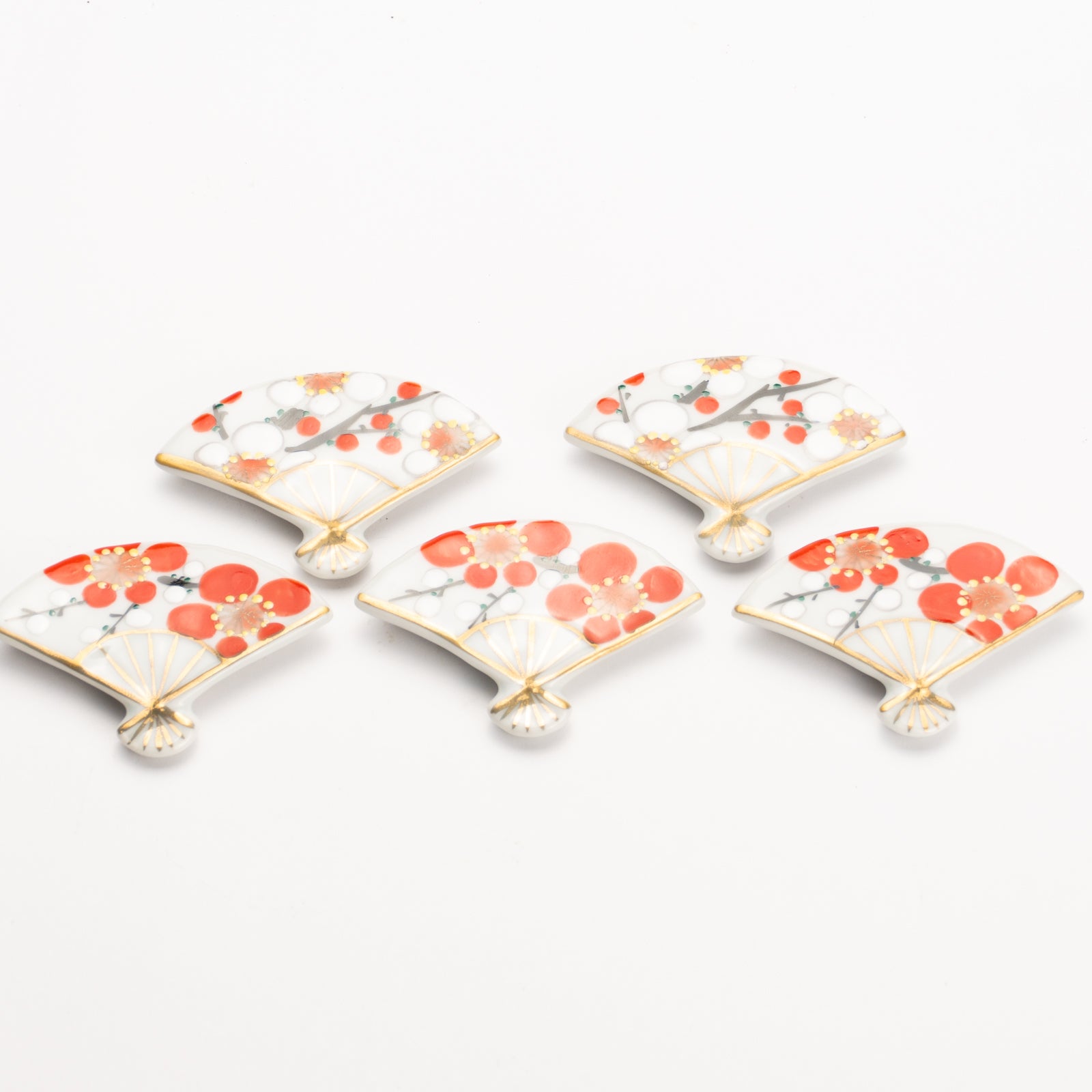 【清水焼】箸置き　扇型 梅 KOTOPOTTER